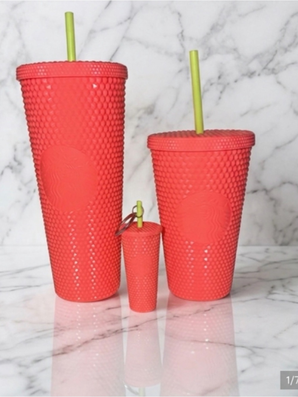 Starbucks Dragon Fruit Pink Studded Tumbler Set 24oz Venti 16oz Grande Keychain